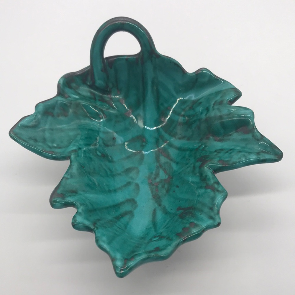 Vintage Decorative Leaf dish Made in Italy Handpainted